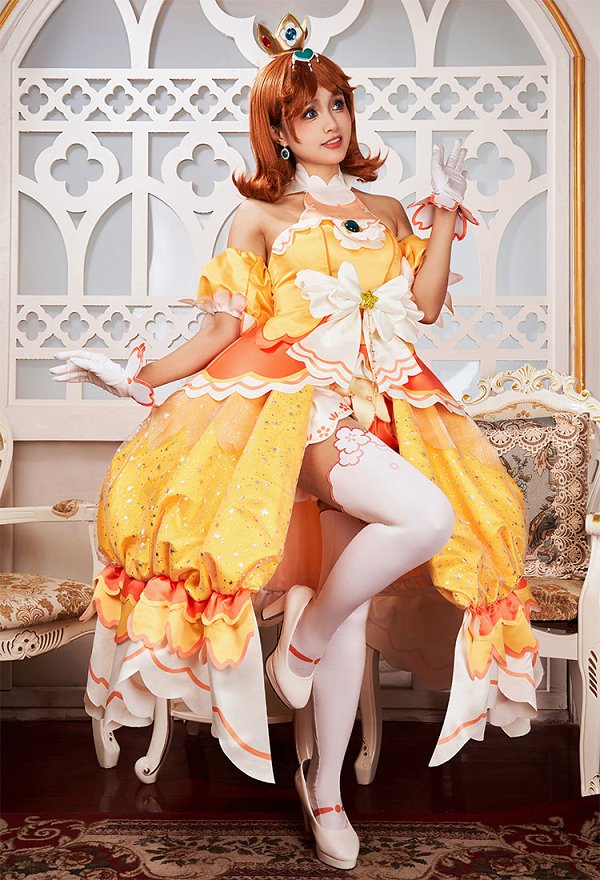 Miccostumes x akuoart マリオ デイジー コスプレ 衣装 姫ドレス Miccostumes x akuoart マリオ デイジー コスプレ 衣装 姫ドレス