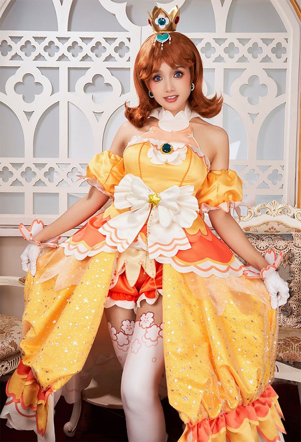 Miccostumes x akuoart マリオ デイジー コスプレ 衣装 姫ドレス Miccostumes x akuoart マリオ デイジー コスプレ 衣装 姫ドレス