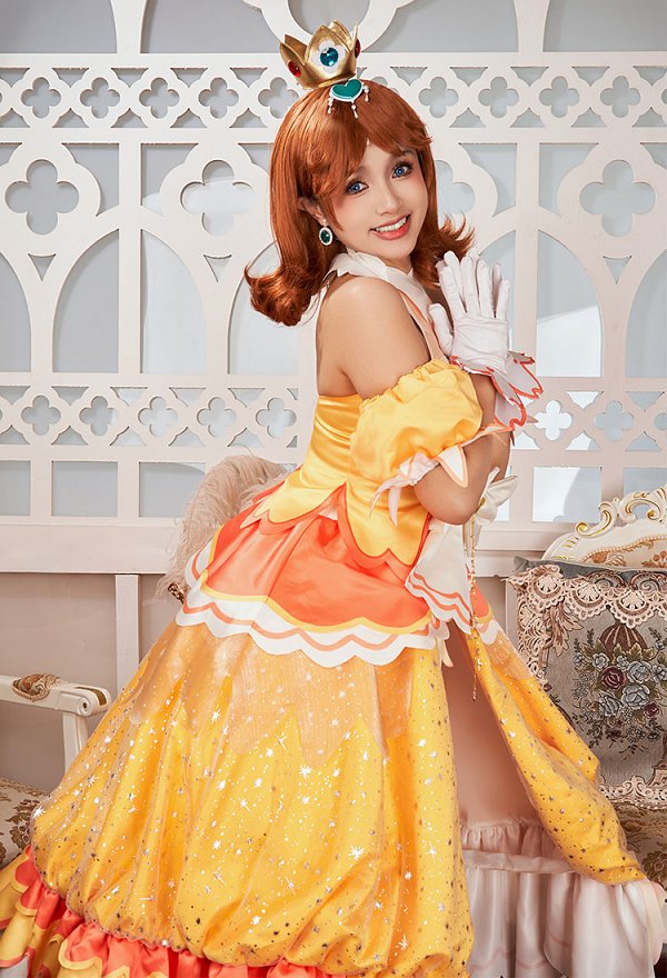 Miccostumes x akuoart マリオ デイジー コスプレ 衣装 姫ドレス Miccostumes x akuoart マリオ デイジー コスプレ 衣装 姫ドレス