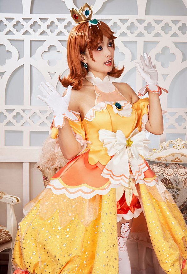 Miccostumes x akuoart マリオ デイジー コスプレ 衣装 姫ドレス Miccostumes x akuoart マリオ デイジー コスプレ 衣装 姫ドレス
