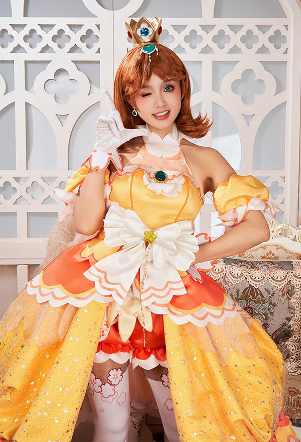 Miccostumes x akuoart マリオ デイジー コスプレ 衣装 姫ドレス Miccostumes x akuoart マリオ デイジー コスプレ 衣装 姫ドレス