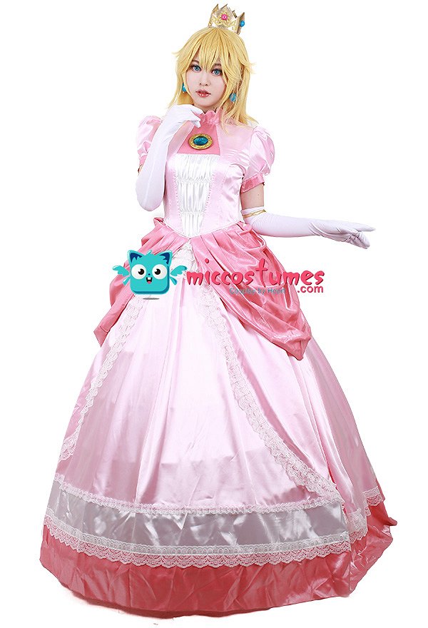 スーパーマリオブラウス ピーチ姫 コスプレ 衣装 王冠付き