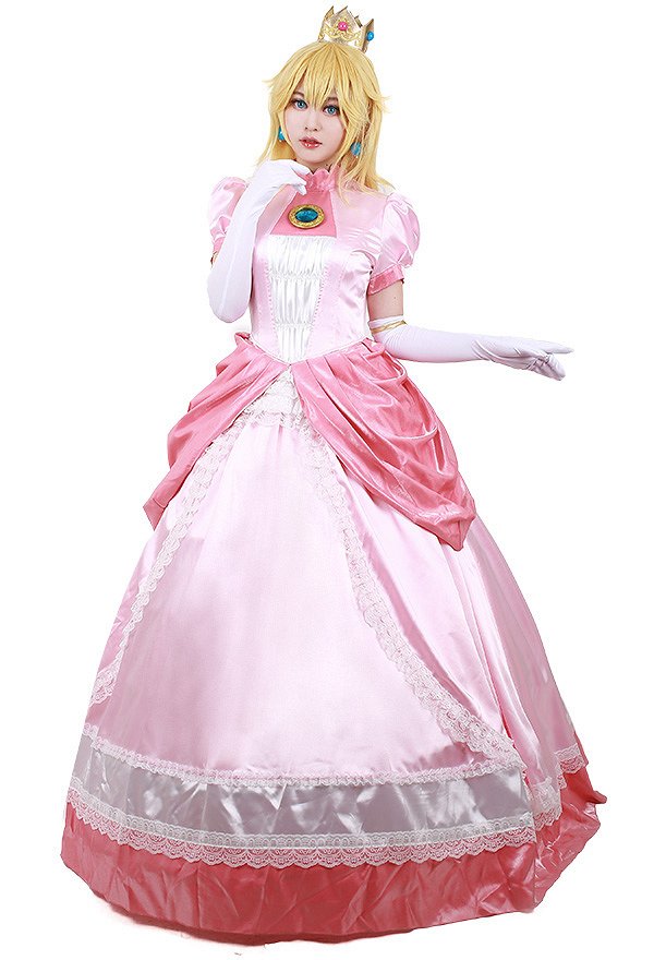 スーパーマリオブラウス ピーチ姫 コスプレ 衣装 王冠付き
