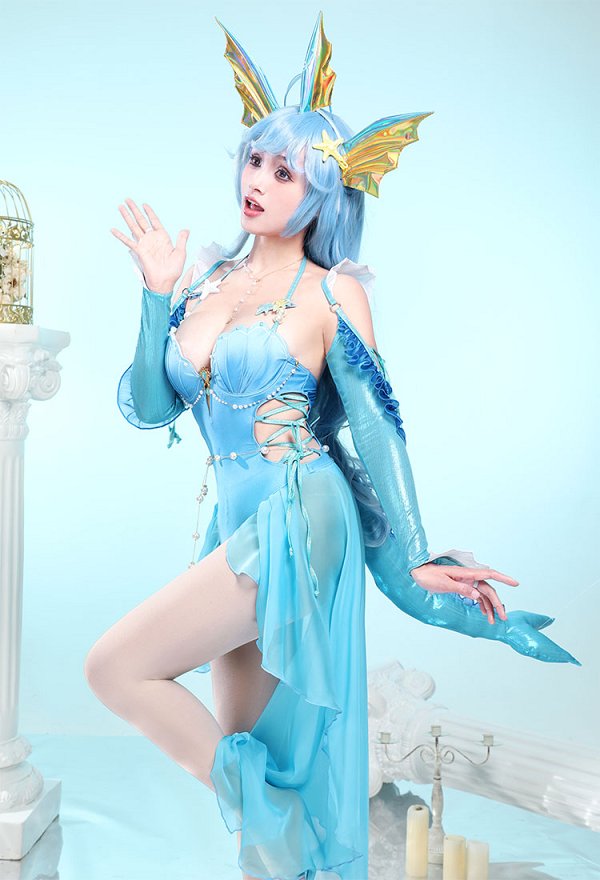 ポケモン シャワーズ コスプレ セクシー 水着 青色