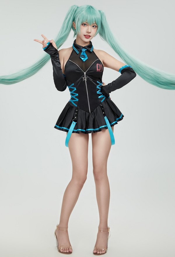 ミク コスプレ 水着 ボディスーツ 黒色