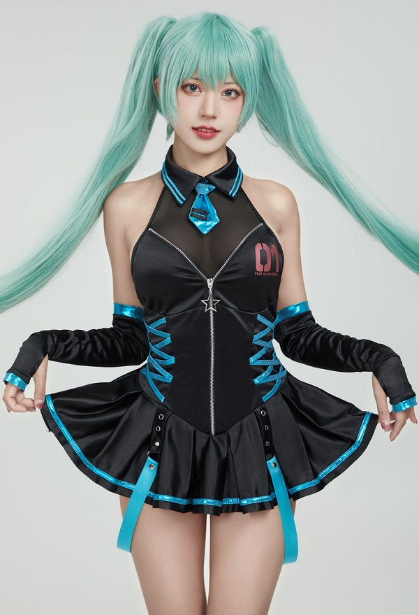ミク コスプレ 水着 ボディスーツ 黒色