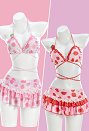 イチゴ柄 ピンク 水着 女性 夏 ビキニ