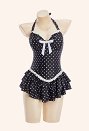 夏 女性 黒色 水玉柄 ワンピース水着
