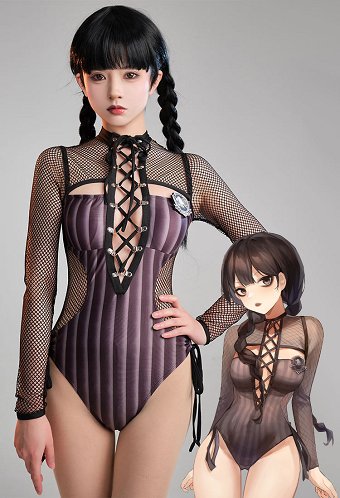 アダムス・ファミリー ウェンズデー ワンピース水着