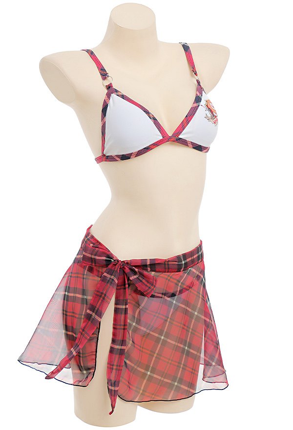 女子 カワイイ 夏 チェーク柄 水着