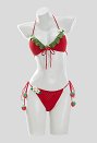 イチゴ柄 女性 ビキニ 夏 ニット 水着
