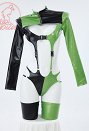 ゴシック セクシーPUレザーランジェリー ストッキング付き 黒と緑のバックル