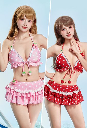 かわいい イチゴ柄 夏 女性 水着 ビキニ