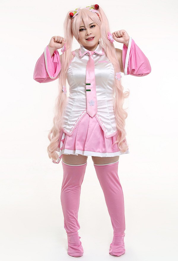 桜ミク さくらヘアピン付く コスプレ衣装 プラスサイズ