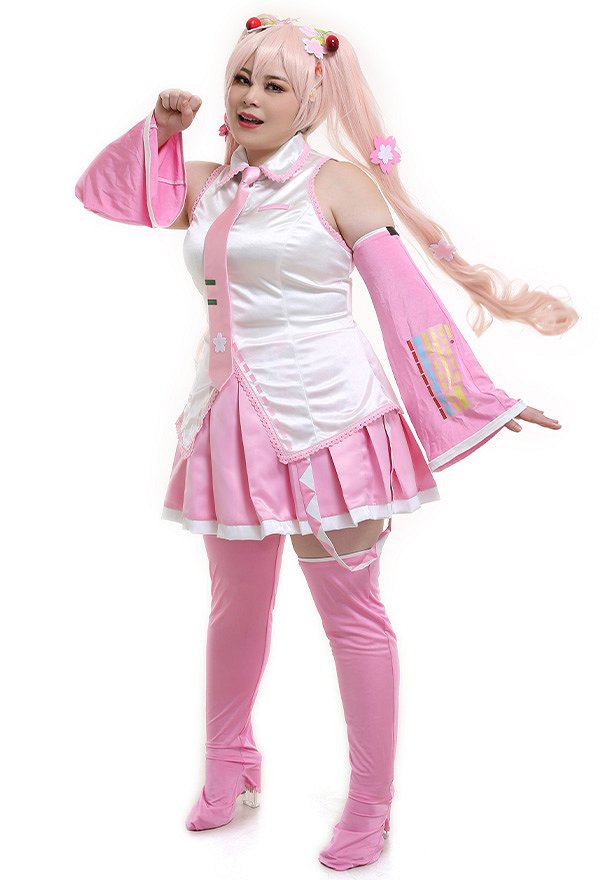 桜ミク さくらヘアピン付く コスプレ衣装 プラスサイズ