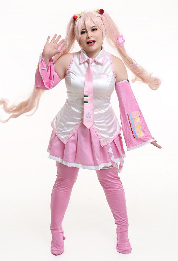桜ミク さくらヘアピン付く コスプレ衣装 プラスサイズ