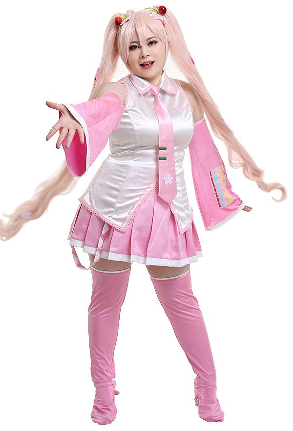 桜ミク さくらヘアピン付く コスプレ衣装 プラスサイズ