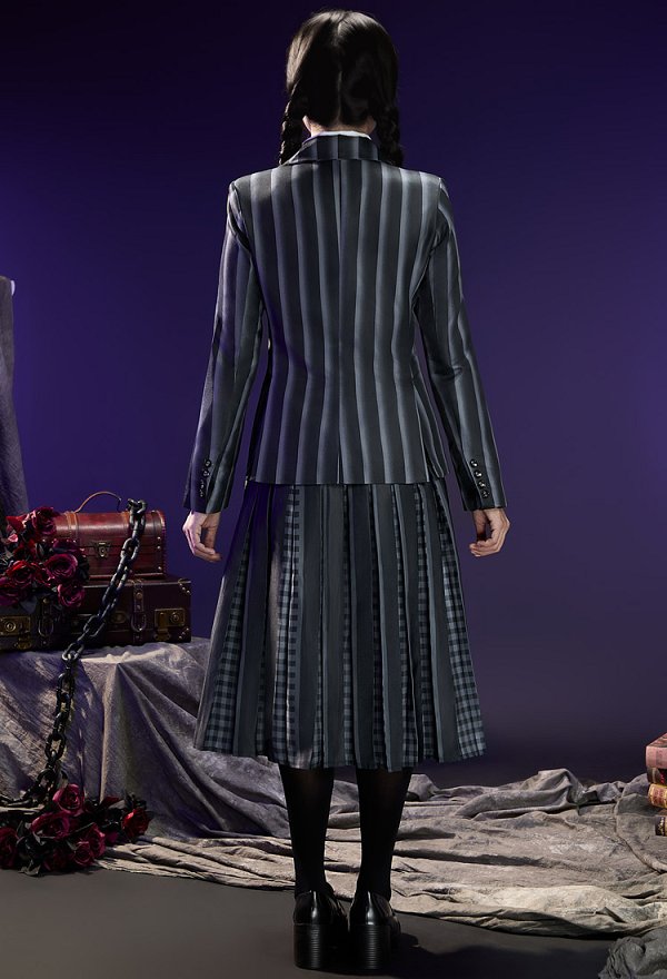 アダムス・ファミリー ウェンズデー ストライプ 制服セット コスプレ 衣装 アダムス・ファミリー ウェンズデー ストライプ 制服セット コスプレ 衣装