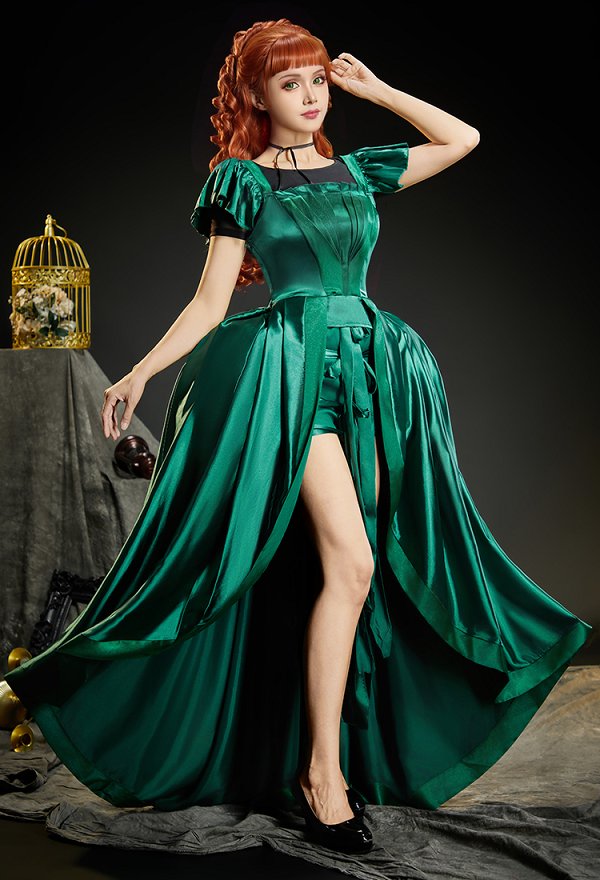 アダムス・ファミリー アグネス・デミル コスプレ 緑色ドレス アダムス・ファミリー アグネス・デミル コスプレ 緑色ドレス