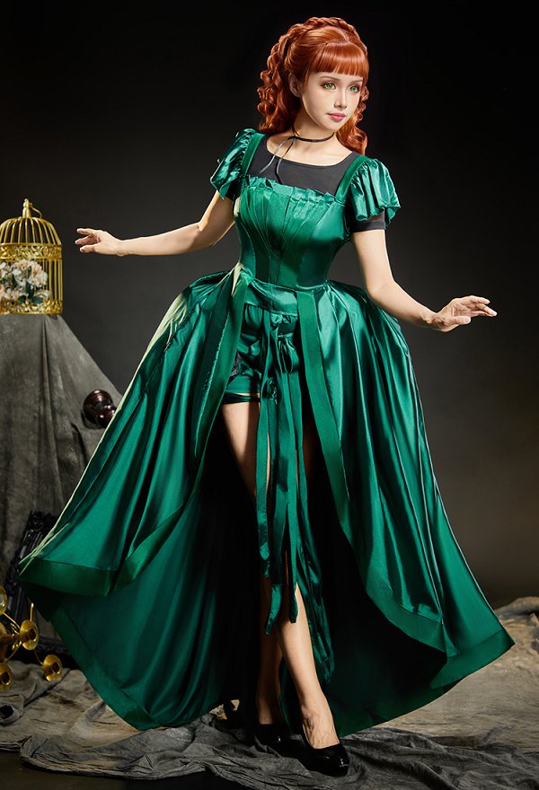 アダムス・ファミリー アグネス・デミル コスプレ 緑色ドレス アダムス・ファミリー アグネス・デミル コスプレ 緑色ドレス