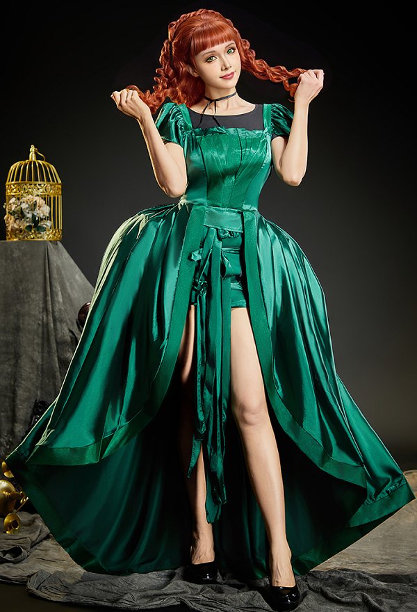 アダムス・ファミリー アグネス・デミル コスプレ 緑色ドレス アダムス・ファミリー アグネス・デミル コスプレ 緑色ドレス