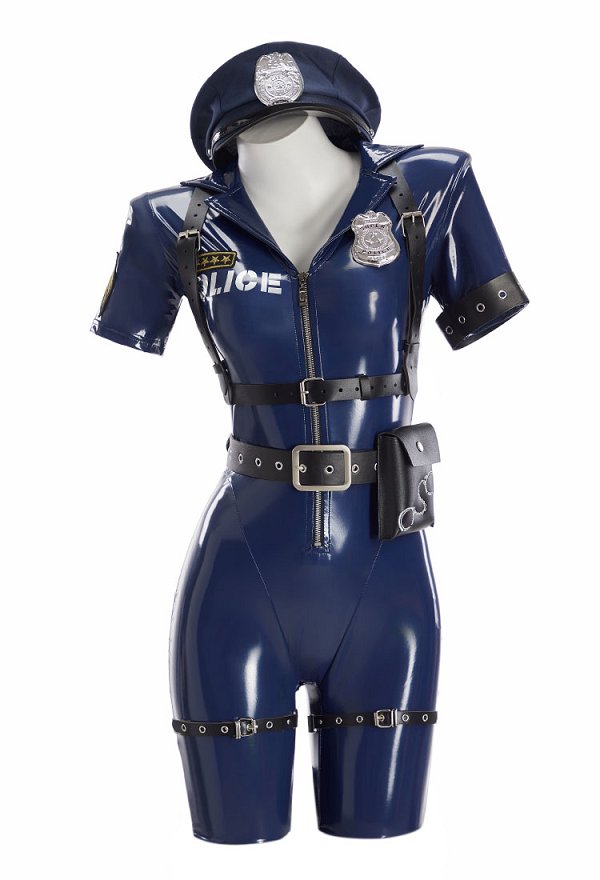 女性警察官 PUレザー セクシー ボデースーツ コスプレ 衣装