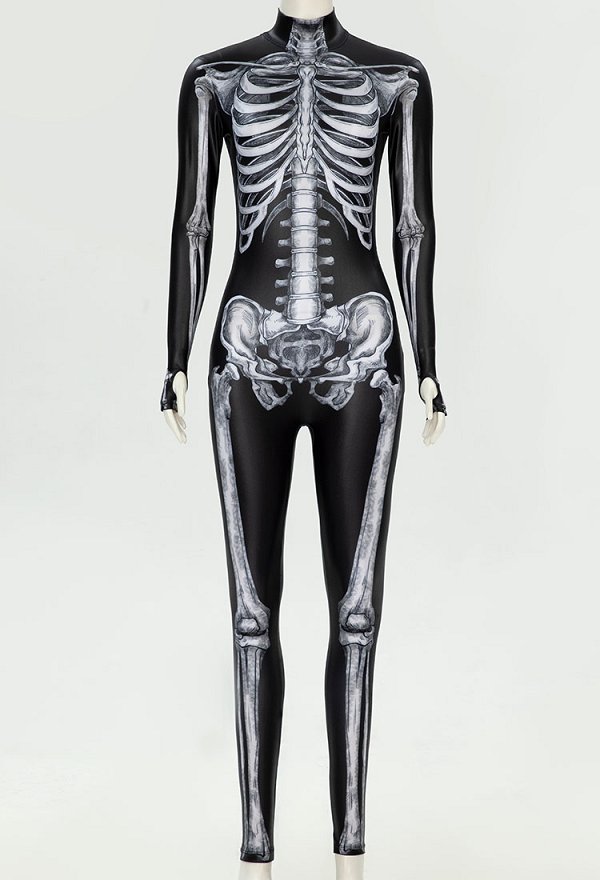 ハロウィン ダークモード スケルトン ボデースーツ ハロウィン ダークモード スケルトン ボデースーツ