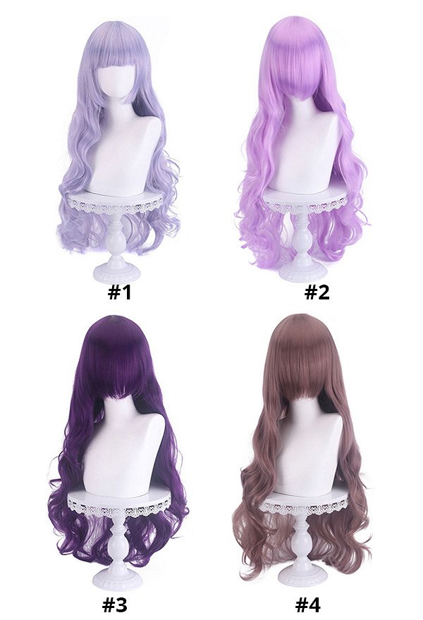 通用 80cm 紫色 コスプレ ウィッグ