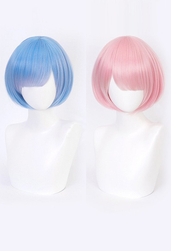 Re:ゼロから始める異世界生活 ラム レム コスプレ ウィッグ レッド ブルー 短い Re:ゼロから始める異世界生活 ラム レム コスプレ ウィッグ レッド ブルー 短い